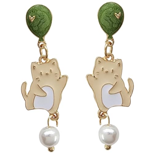 VERDANVERSE Katzenohrringe mit Perlen Süße Kleine Katzenohrringe Silber für Festivals und Besondere Anlässe Bezaubernde Dangle Ohrringe mit Imitationsperlen VERDANVERSE Katzenohrringe mit Perlen Süße Kleine Katzenohrringe Silber für Festivals und Besondere Anlässe Bezaubernde Dangle Ohrringe mit Imitationsperlen von VERDANVERSE