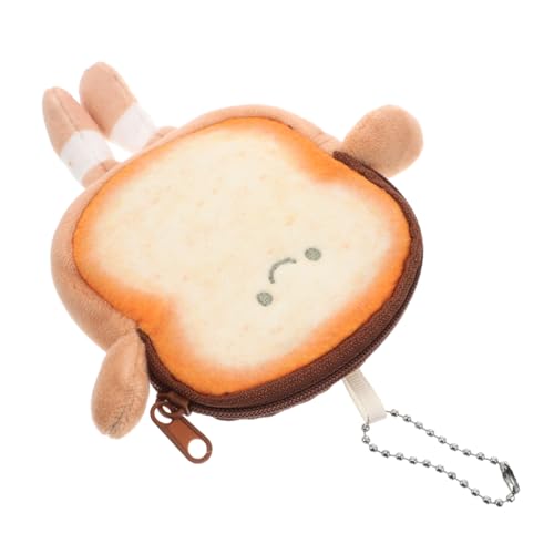 VERDANVERSE Kleine Cartoon Münzgeldbörse in Toastform Mini Reißverschluss Portemonnaie mit Anhänger Vielseitige Kleine Geldbörse für Damen Ohrhörer und Kabelaufbewahrung Tragbare Leichte von VERDANVERSE