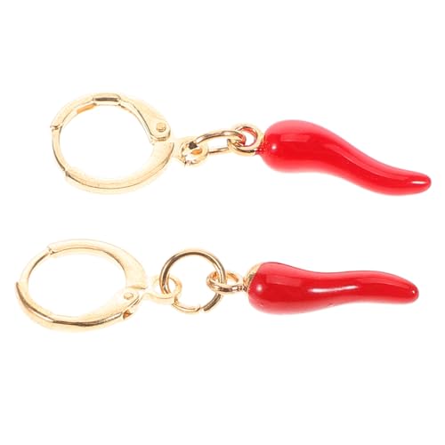 VERDANVERSE Kleine Creolen Ohrringe mit Chili Anhänger Goldplattiert Trendiger Hip Hop Schmuck für Damen Verspielte Food Dangle Earrings mit Sicherem Sitz von VERDANVERSE