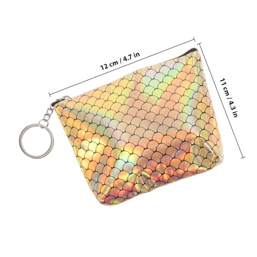 VERDANVERSE Kleine Damen Geldbörse mit Zipper Fischschuppenmuster PU Leder Clutch Kompakt und Multifunktional für Münzen Karten Studenten und Büro Auffälliges Design in Gold von VERDANVERSE
