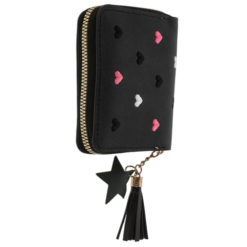 VERDANVERSE Kleine Geldbörse Damen Multifunktionales Münzfach mit Reißverschluss Geeignet für Karten Schlüssel und Münzen Praktischer Kurzer Geldbeutel für Alltag Schwarz von VERDANVERSE