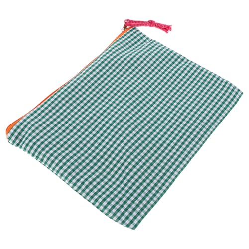 VERDANVERSE Kleine Kosmetiktasche Grün Kariert Retro Make up Tasche Tragbarer Kulturbeutel Damen Reise Schminktasche Vielseitig für Beauty Essentials und Schreibwaren Organizer von VERDANVERSE