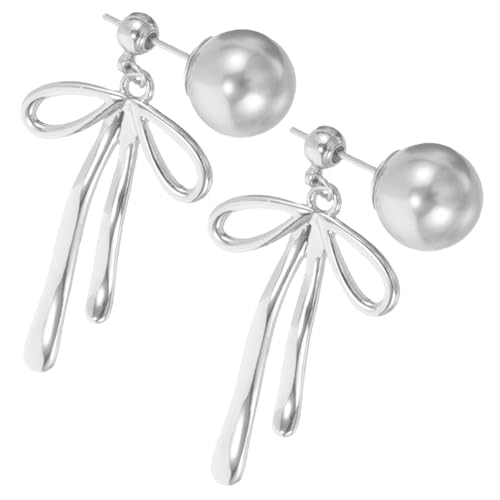 VERDANVERSE Kleine Schleifenohrringe mit Perlenbesatz Vergoldet Silberstecker Leichte Damen Ohrstecker Modischer Schmuck für Mädchen und Frauen Vielseitig Kombinierbar Geschenkidee von VERDANVERSE