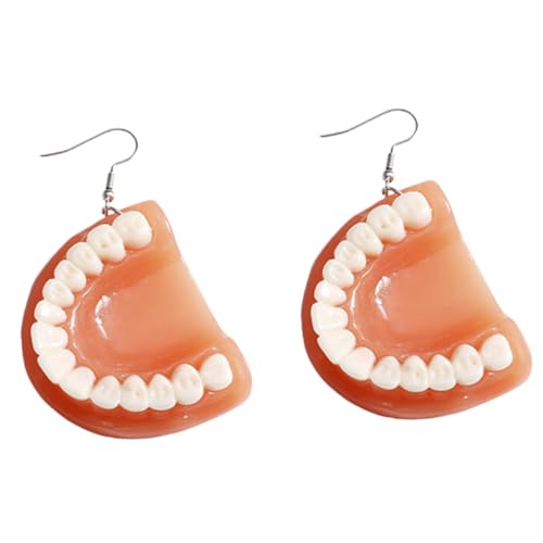VERDANVERSE Kreative Ohrringe Damen Hängend Lustige Fake Zähne Ohrhänger Kostüm Schmuck Accessoire Für Alltag Und Party Inspiration von VERDANVERSE