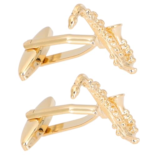 VERDANVERSE Kreative Saxophon Manschettenknöpfe für Herren Goldenes Polierte Oberfläche Komfortabel für Hemden Anzüge Uniformen Festliche Dekoration von VERDANVERSE