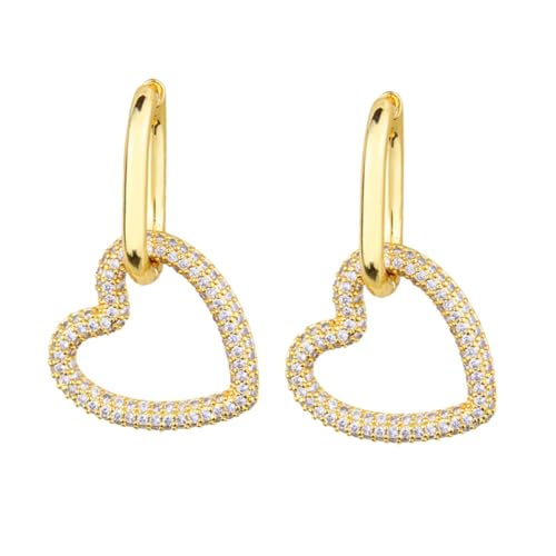 VERDANVERSE Herz-ohrhänger Aus Kupfer Für Damen Zarte Ohrringe Im Liebesherz-design Party-schmuck Für Frauen Goldfarben von VERDANVERSE
