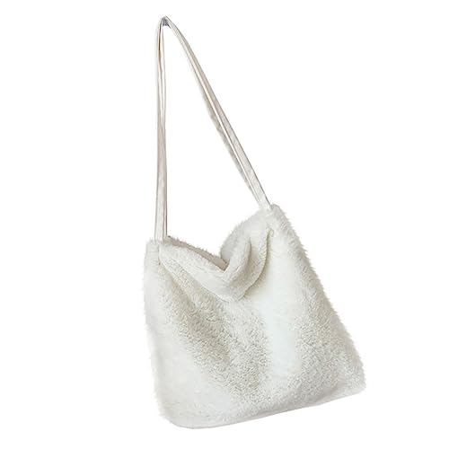 VERDANVERSE Kuschelige Damen Schultertasche aus Weichem Wollstoff Leichte Tragbare Umhängetasche für Studenten Modische Winter Handtasche Kompakte Langlebige Tragetasche für Alltag und von VERDANVERSE