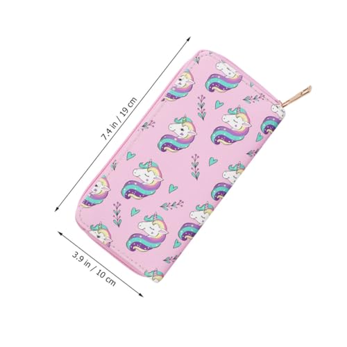 VERDANVERSE Lange Cartoon Einhorn Geldbörse Damen PU Portemonnaie mit Reißverschluss Kompakt Robust Modisch für Frauen und Mädchen Praktische Zipper Geldtasche mit Niedlichem Motiv von VERDANVERSE