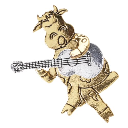 VERDANVERSE Legierungsbrosche Kleine Rindergitarre Lustige Dekorative Brosche für Kleidung und Taschen Modische Kleidung Brustschmuck für Hochzeiten und Partys von VERDANVERSE