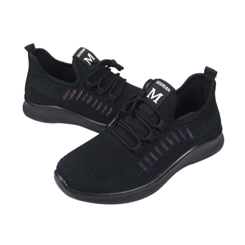 VERDANVERSE Leichte Damen Sportschuhe mit Atmungsaktivem Mesh rutschfeste Laufsohle Weiche Flexible Sohle für Outdoor Sport und Freizeit Schwarz von VERDANVERSE