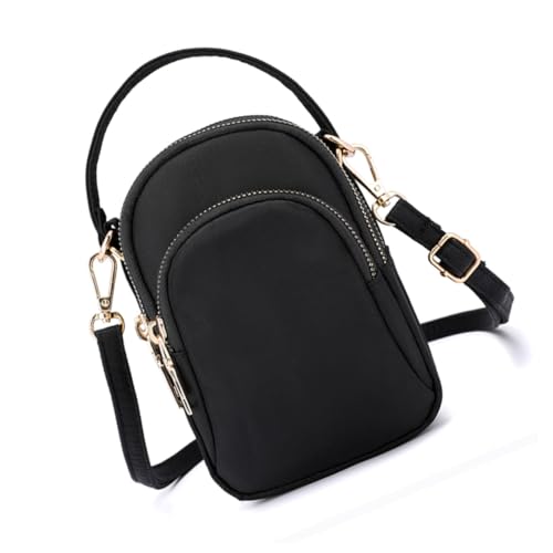 VERDANVERSE Leichte Damen Umhängetasche aus Wasserdichtem Nylon Kompakt Reißfest mit Glattem Reißverschluss Vielseitig für Reisen Alltag und Shopping Schwarze Mini Crossbody Tasche von VERDANVERSE