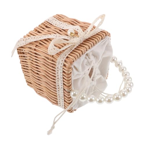 VERDANVERSE Leichte Damen-rattantasche mit Handgewebtem Atmungsaktivem Material Eleganter Kettenriemen mit Perlenverzierung Vielseitige Umhängetasche für Strand Hochzeit und Alltag im von VERDANVERSE