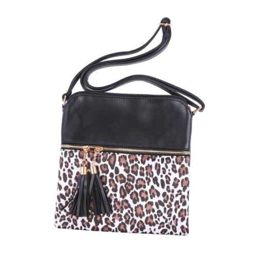 VERDANVERSE Leopard Grain Fringed Damen Umhängetasche PU Leicht Single Shoulder Bag für Alltag Party Reise Shopping von VERDANVERSE