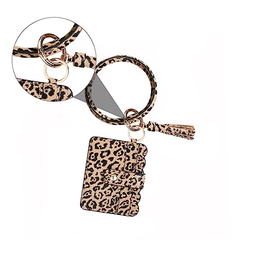 VERDANVERSE Leopard Muster PU Leder Schlüsselanhänger Geldbörse mit Quasten Armband Design Leicht Kompakt Modisch für Karten Münzen und Schlüssel Geeignet für Reisen Einkaufen und Alltag von VERDANVERSE