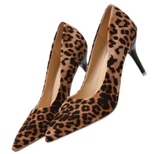VERDANVERSE Leopard Print High Heel Pumps Damen Spitz Zeh Mode Einzelschuh Elegant Plateau Absatz Damenschuh für Alltag und Party von VERDANVERSE