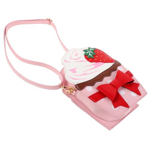 VERDANVERSE Mädchen Umhängetasche PU Material Erdbeer-design mit Schleife Verstellbarer Schultergurt Kratzfest Leichte Crossbody Geldbörse für Alltag Einkauf Freizeit Organisierter Stauraum von VERDANVERSE