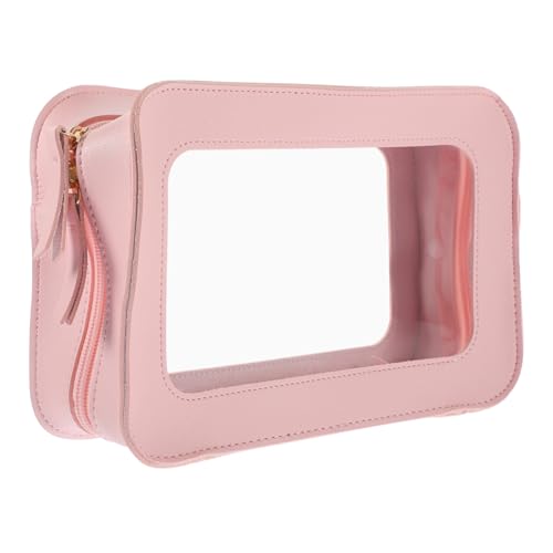VERDANVERSE Make up Tasche Damen Transparent PVC Kosmetiktasche mit Reißverschluss Großer Kapazität Tragbare Make up Tasche für Reisen Outdoor Vielseitige Schminktasche Rosa von VERDANVERSE