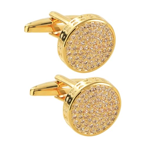 VERDANVERSE Manschettenknöpfe Herren Rechteckig mit Funkelnden Kristallen Goldfarben Robustes für Französische Hemden Business Hochzeit Stilvolles Accessoire für Männer von VERDANVERSE