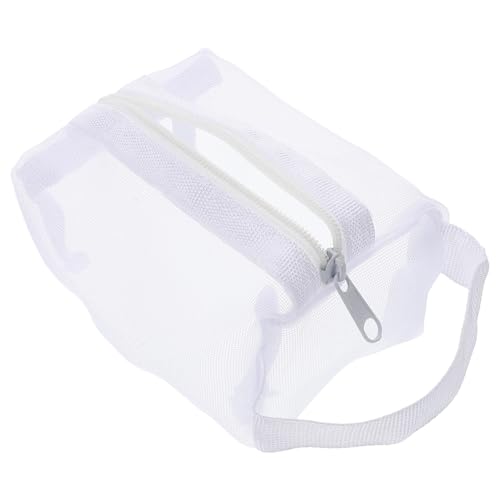 VERDANVERSE Netz-Kosmetiktasche Mit Reißverschluss Tragbare Make-up-Aufbewahrungstasche Mini-Reisetasche Für Damen Atmungsaktive Netztasche Für Schmuck Und Kleine Gegenstände Weiß von VERDANVERSE