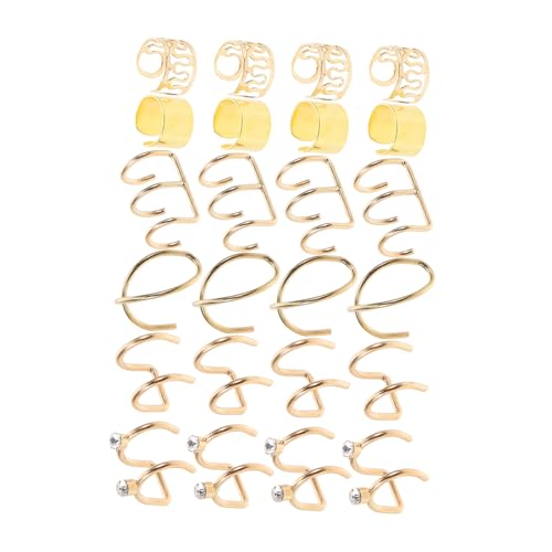 VERDANVERSE Metal Haarbänder Ohrclips Goldene Flecht Accessoires für Frauen Ohrklemmen Piercing Trendige Haarschmuck Dreadlock Ringe für DIY Frisuren und Zöpfe von VERDANVERSE
