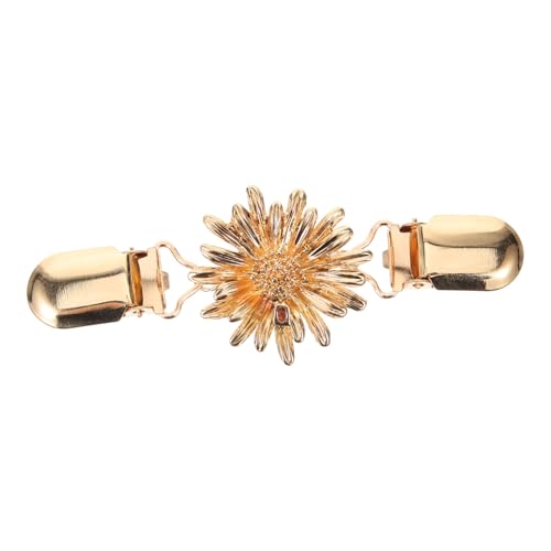 VERDANVERSE Metallic Strickjackenclip mit Vintage Blumenbrosche Leichter Schalclip für Damen Vielseitiger Pullover Cardiganverschluss Robustes Design für Elegante Kleidung und Tücher von VERDANVERSE