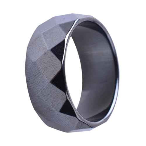 VERDANVERSE Meteoriten Herrenring Breit Mehrfacetten Schmuckring Modisch Attraktiv Geschenk für Geburtstag Vatertag Jubiläum von VERDANVERSE