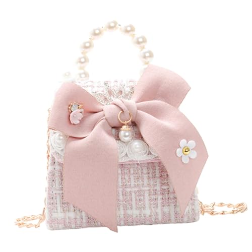 VERDANVERSE Mini Schultertasche für Mädchen mit Schleifen und Perlendekor Langlebige PU Umhängetasche Mittlere Kapazität für Handy und Kosmetik Perfektes für Töchter und Freundinnen von VERDANVERSE