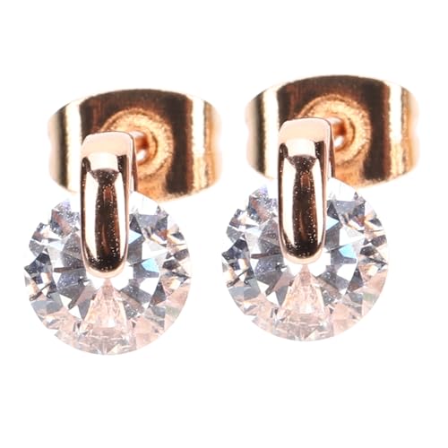 VERDANVERSE Minimalistische Ohrstecker Damen Metall Ohrschmuck Kupfer Zirkonia Hypoallergen Leichtes Design Elegant Geschenkidee Rosegold von VERDANVERSE