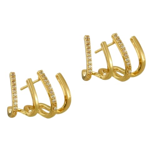 VERDANVERSE Moderne Gold Ohrstecker Damen Zirkonia Krallen Design Strass Ohrringe Schmuck Stilvoll Langlebig von VERDANVERSE