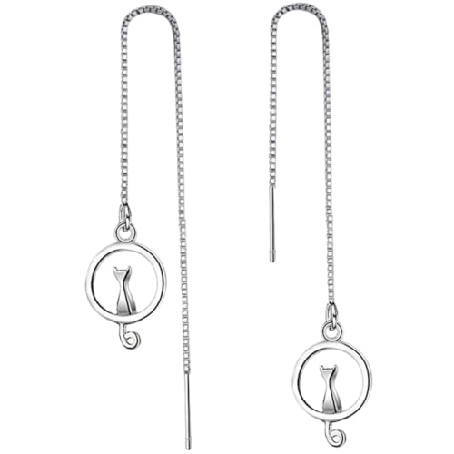 VERDANVERSE Mondförmige Ohrhänger Damen Cat Threader Ohrringe Lange Quaste Leicht Kupfer Weißgoldbeschichtet Elegant Schmuck von VERDANVERSE