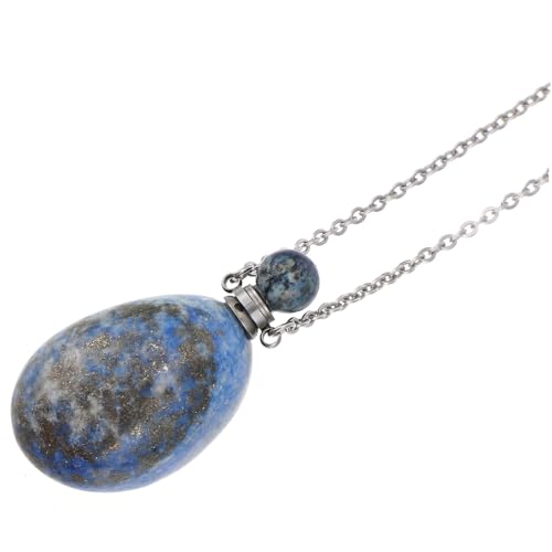 VERDANVERSE Natürlicher Kristallstein Aromatherapie Anhänger Halskette mit Ätherischem Öl Diffusor Langlebiges Parfümflaschen Design Unregelmäßiger Ovaler Heilstein Schmuck für Damen und von VERDANVERSE