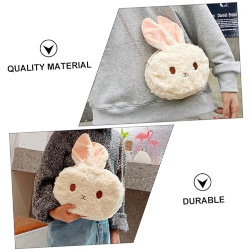 VERDANVERSE Niedliche Kaninchen umhängetasche Plüsch Crossbody Bag Mädchen Leichte Messenger Bag für Alltag Schule Shopping mit Reißverschluss und Weichem Design in Beige von VERDANVERSE