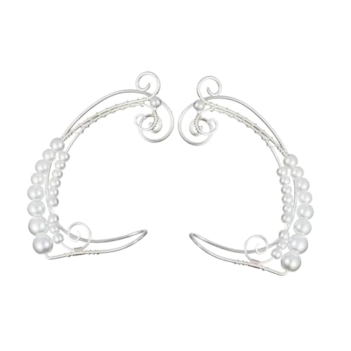 VERDANVERSE Ohrclips Ohrschmuck Damen Ohrstecker Ohrhaken mit Perlen Ohrmanschette Nicht Piercing Leicht Hautfreundlich Stilvolles Elfenohren Design Schmuck von VERDANVERSE