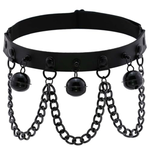 VERDANVERSE PU Leg Ring mit Elastischem Band und Metallglocke Langlebige Punk Stil Beinring für Gothic Cosplay Halloween Karneval Party Zubehör von VERDANVERSE