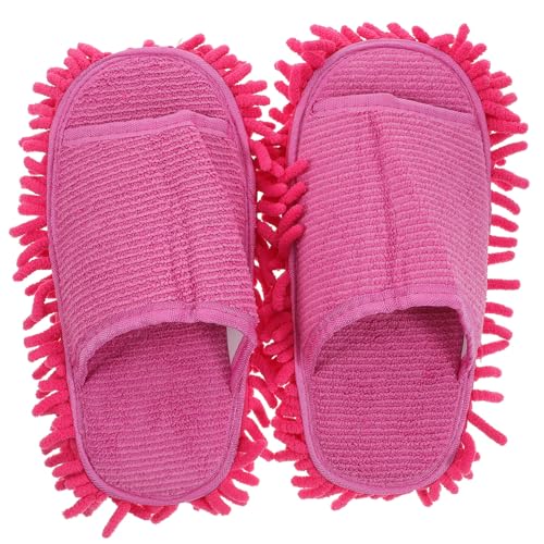 VERDANVERSE Peep toe Mop Slippers Open toe Hausschuhe Bodenreinigung Rutschfest Komfortabel Bequem Freizeitschuhe Damen Unisex Rot Einheitsgröße von VERDANVERSE