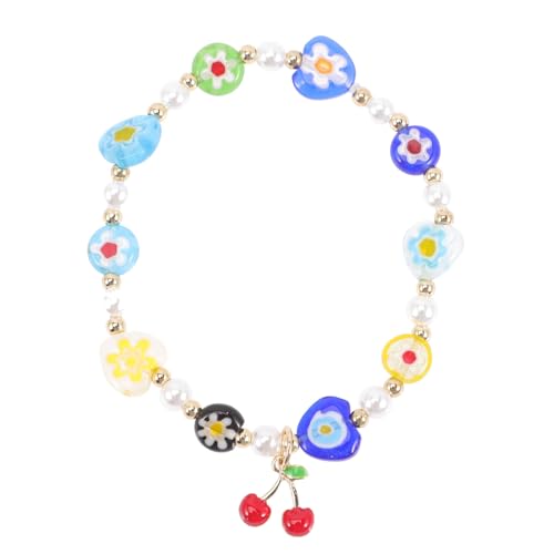 VERDANVERSE Perlenarmband mit Bunten Perlen und Kirschmotiv Modisches Armband für Mädchen und Frauen Schmuckaccessoire Leicht Anzuziehen Minimalistisches Design Vielseitig Kombinierbar von VERDANVERSE
