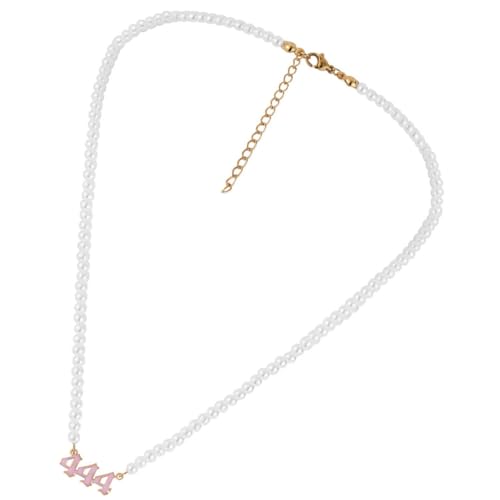 VERDANVERSE Perlenkette Damen Anhänger Zarte Rosafarbene Kunstperlen Edelstahl Stimmungsvolle Clavicle Chain Modischer Schmuck für Party Hochzeit und Alltag von VERDANVERSE