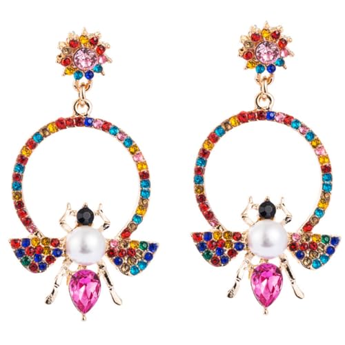 VERDANVERSE Perlenohrringe Damen Creolen mit Bienen design und Strass Runde Drop Earrings Modische Schmuckaccessoires für Alltag Party und Besondere Anlässe VERDANVERSE Perlenohrringe Damen Creolen mit Bienen design und Strass Runde Drop Earrings Modische Schmuckaccessoires für Alltag Party und Besondere Anlässe von VERDANVERSE