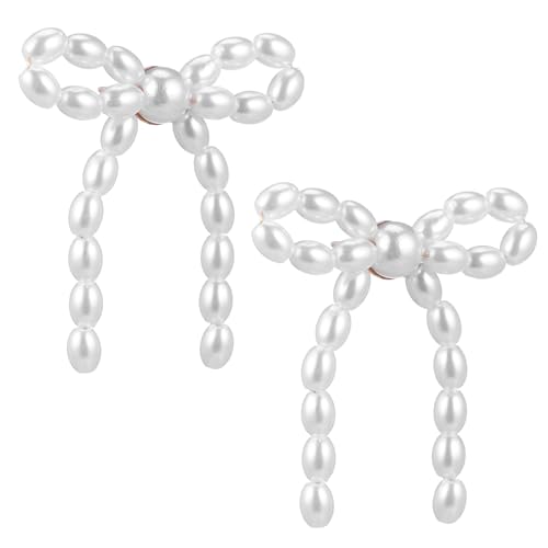 VERDANVERSE Perlenohrringe Damen Schleifenohrringe mit Perlenanhänger Elegant Hautfreundlich Leicht Vielseitig für Party Hochzeit Alltag von VERDANVERSE