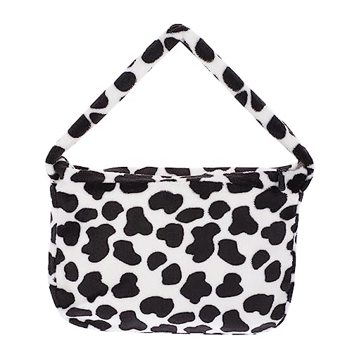 VERDANVERSE Plüsch Armpit Bag Damen Handtasche mit Leopardenflecken Muster Mittlere Weiches Material Reißverschluss Leichte Umhängetasche für Alltag Shopping Reisen und Bürogebrauch von VERDANVERSE