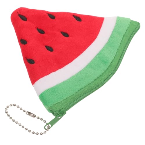 VERDANVERSE Plüsch Münzfach Geldbörse Damen Schlüsselanhänger Wallet Wassermelonenform Zipper Portemonnaie Mini Reise Geldbeutel Cartoon Sanft Klein von VERDANVERSE