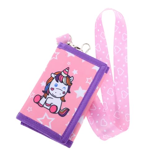 VERDANVERSE Portemonnaie Mädchen Canvas Geldbörse mit Einhornmotiv Leichtes Faltbares Portemonnaie mit Reißverschluss und Lanyard Kleines Kreatives Brieftaschen für Mädchen von VERDANVERSE