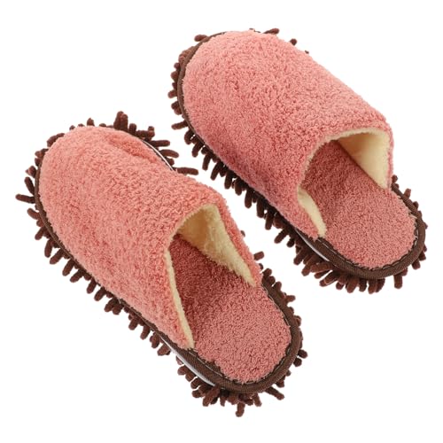 VERDANVERSE Praktische Mop Hausschuhe mit Fleece Gefüttert Waschbare Rutschfeste Wischschuhe für Bodenreinigung Wiederverwendbare Bequeme Wischmopp Pantoffeln für Damen und Herren Mittelgroß von VERDANVERSE