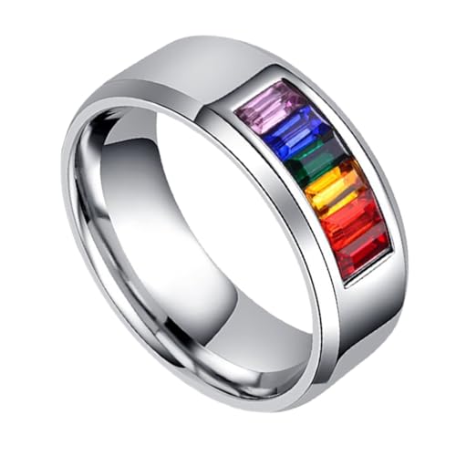 VERDANVERSE Regenbogen Farbverlauf Ring Lgbt Pride Schmuck Verstellbar Bunte Homosexuelle Partnerring Herren Damen Accessoire von VERDANVERSE