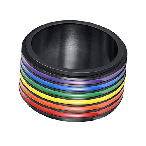 VERDANVERSE Regenbogenring Herren Drehbar Robustes Material Modischer Gay Finger Ring Langlebig Hautfreundlich Stilvolles Schmuckaccessoire für Alltag und von VERDANVERSE