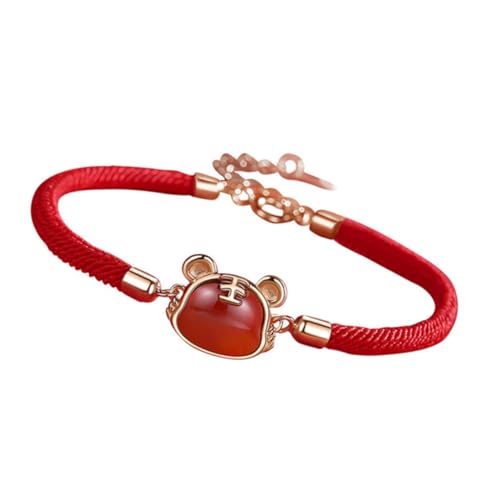 VERDANVERSE Reines Silber Armband Rotes Geflochtenes Seil Glücksbringer Schmuck Für Neujahr Für Familie Freunde von VERDANVERSE