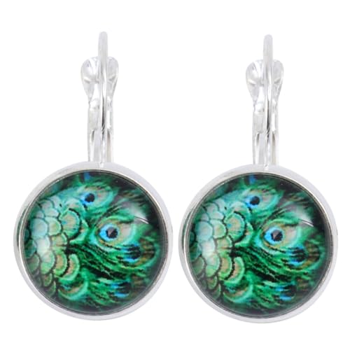 VERDANVERSE Retro Federohrringe für Damen Silberfarbene Leichte Langlebige Modeschmuck Ohrringe mit Farbigen Pfauenfedern Geeignet für Party Reise und Alltag Hautfreundlich und Formstabil von VERDANVERSE