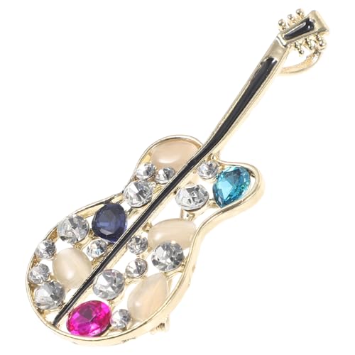 VERDANVERSE Rhinestone Gitarren Brosche mit Perlen und Glitzer Kreative Anstecknadel für Frauen Schmuckaccessoire für Kleidung Taschen Schals für Partys und Festliche Anlässe von VERDANVERSE