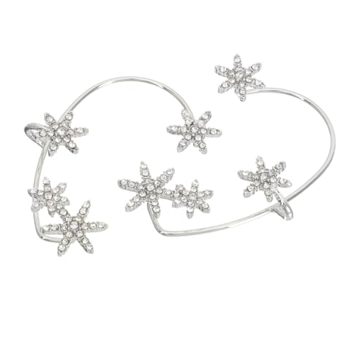 VERDANVERSE Rhinestone Snowflake Ear Cuff Clip Ohrringe Damen Nicht Piercing Ohrhaken Ohrclip Elegant Silber Design Komfortabel Langlebig Alltagsschmuck von VERDANVERSE