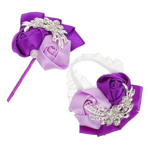 VERDANVERSE Romantisches Wrist Corsage Boutonniere mit Satinrose und Strass Vielseitiges Hochzeitsaccessoire für Braut Brautjungfern Bräutigam Eleganter Schmuck für Festliche Anlässe von VERDANVERSE